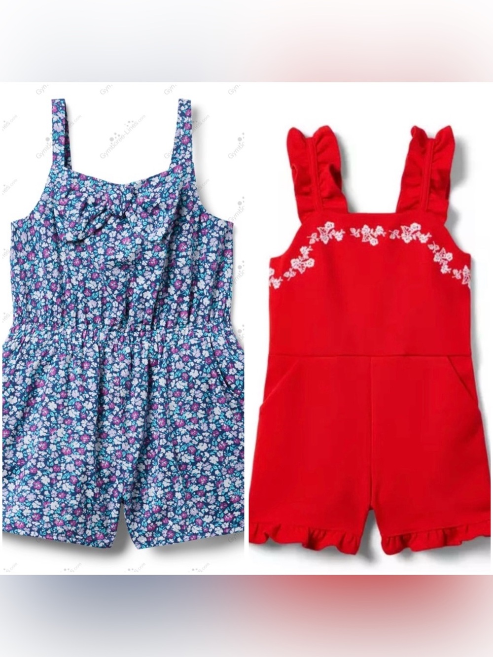 Like New Janie & Jack Toddler Girls Red and Blue Rompers Size 3 Great Condition!
